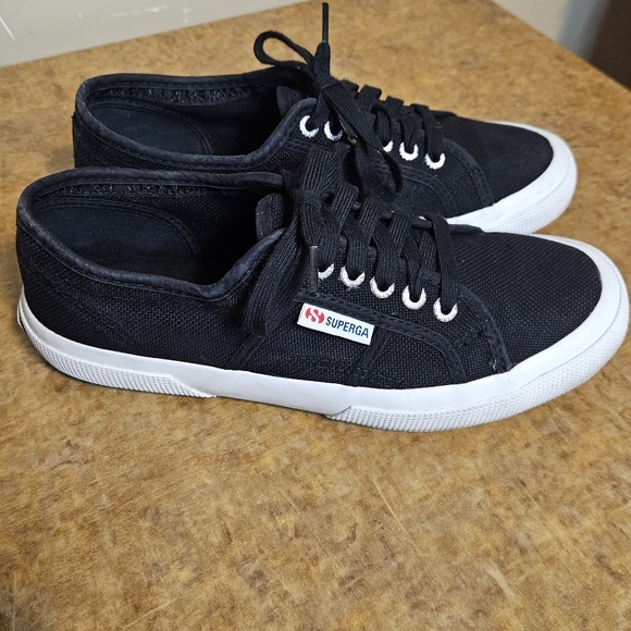 Superga Cotu Classic Sneakers Platform Cotron Canvas Black and White - Picture 3 of 11